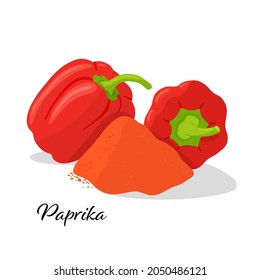 Par pimientos rojos e ilustración vectorial de paprika. Aislado sobre fondo blanco. Sinfonía picante para cocinar en la cocina.