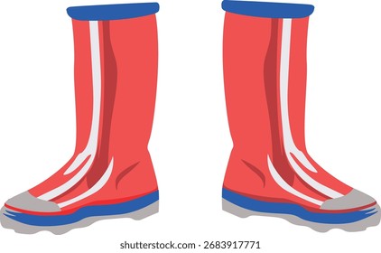Par de botas de lluvia rojas