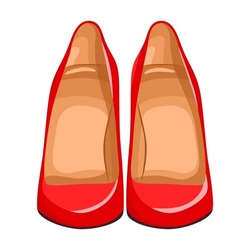 Paar Von Roten Schuhen Für Frauen Vektorgrafik. Zeichnen Von Weiblichen Schuhen Einzeln Auf Weiß. Schuhe, Modekonzept