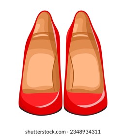 Pair of red shoes for women vector illustration. Cartoon drawing of female shoes isolated on white. Footwear, fashion concept