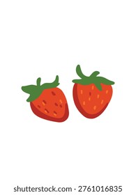 pair of red strawberries isolated vector illustration natural look