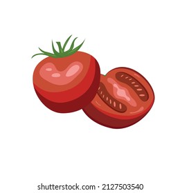  Un par de tomates rojos dibujados y medio