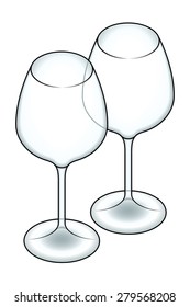 A pair of red wine glasses.