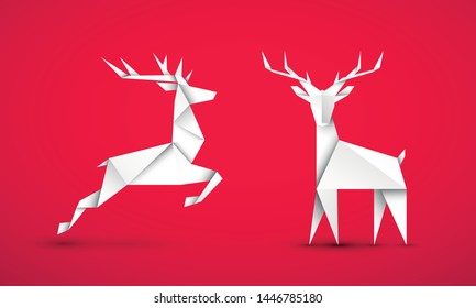 A pair of reindeer. Christmas greeting card vector