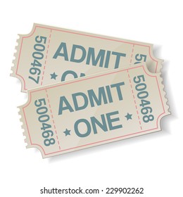 pair of retro cinema tickets on white
