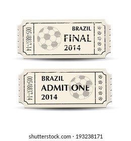  Ein Paar Retro-Tickets für Brasilien 2014 Fußball. EPS10 Vektorformat. 