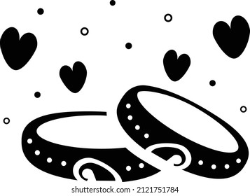 Pair of Rings concept, Wedding Rings Vector Icon Design, Valentines Day Symbol, Love and Romance Sign, Friendship and Love sickness stock illustration