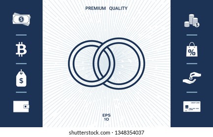 Pair rings, marriage rings - line icon