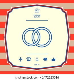 Pair rings, marriage rings, line icon
