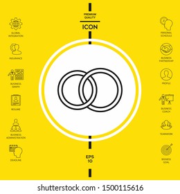 Pair rings, marriage rings, line icon