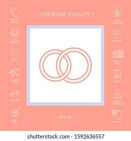 Pair rings, marriage rings, line icon