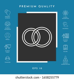 Pair rings, marriage rings, line icon