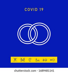 Pair rings, marriage rings, line icon
