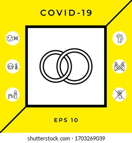 Pair rings, marriage rings, line icon