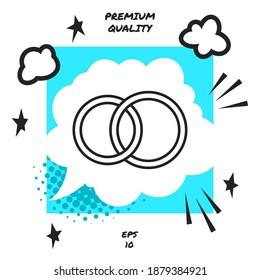 Pair rings, marriage rings, line icon