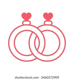 Un par de anillos se muestran con corazones en ellos.