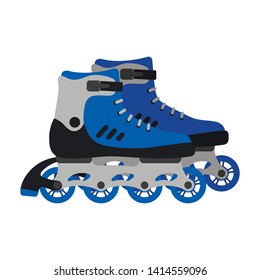 Pair of Roller skates isolated on white background. Skating shoe on wheels. Roller skating vector illustration