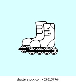 a pair of roller skates sports hobby. Black and white sign icon sport equipment