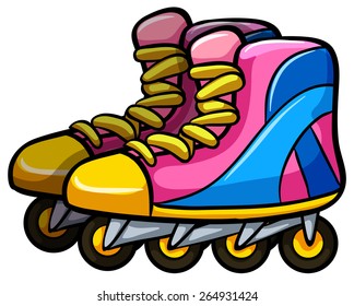 Pair of rollerskates with four wheels