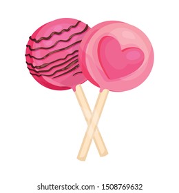 Pair of round lollipops. Vector illustration on a white background.