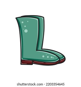 Pair of rubber boots clipart. Seasonal shoes for protection from water and cold isolated vector cartoon illustration. Mens shoes