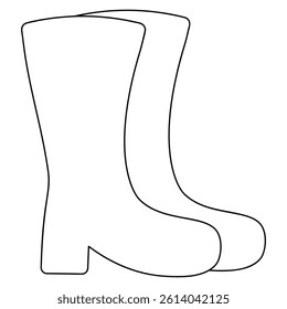 Par de botas de goma de jardín. Ilustración vectorial. Esquema sobre fondo blanco aislado.
