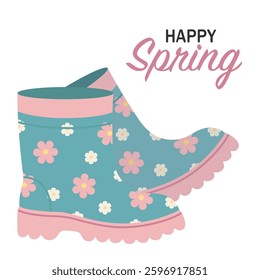 A pair of rubber boots. Vector spring template. Simple flat illustration.