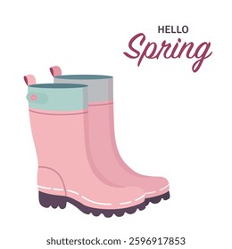 A pair of rubber boots. Vector spring template. Simple flat illustration.