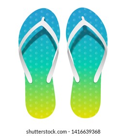 Pair of rubber flip-flops with bright colors for relax on the beach or near by swimming pool. Isolated vector illustration