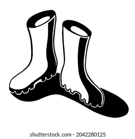 A pair of rubber rain boots . Vector illustration of garden gum boots isolated on white background.