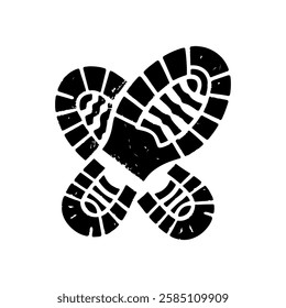 Pair of running shoe footprint icon vector flat illustration design on white background.