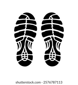 Pair of running shoe prints icon silhouette vector illustration design on white background.