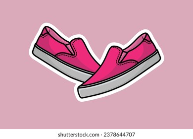 Pair Of Running Shoes Sticker vector illustration. Fashion object icon design concept. Boys outdoor fashion shoes sticker vector design with shadow.