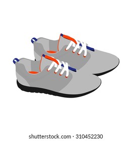 Pair of running shoes. White background. Sneakers. Vector