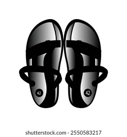 a pair of sandals, black in size 42