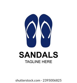 Pair Sandals Logo Design Template. Flip Flop Sandal Logo Icon. Abstract Art Of A Flip-Flops Foot Wear. Slipper Shoes Logo. summer flip flops for beach holiday designs. Beach sandals.