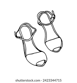 a pair of sandals in a minimalist style. doodle drawing of women's sandals