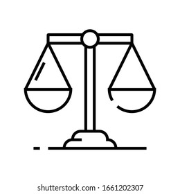 Pair of scales line icon, concept sign, outline vector illustration, linear symbol.