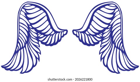 Pair of scattered eagle bird or angel wings