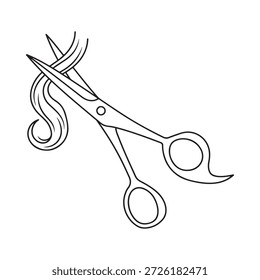 Un par de tijeras cortando un mechón de pelo