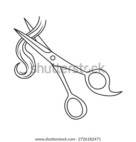 a pair of scissors cutting a lock of hair