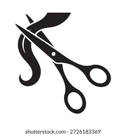 Un par de tijeras cortando un cabello largo