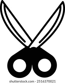 Um par de tesouras com uma alça e uma lâmina. A tesoura está aberta e pronta para ser cortada