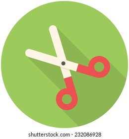 Pair of scissors, modern flat icon with long shadow