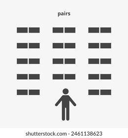 Pair seating arrangements icon. Plan of seats in classroom, seminar or cinema. Scheme, blueprint, architectural plan. Vector illustration