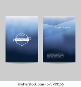 Pair set of banners with Hipster logo design. Mountains silhouette logo in Hexagon shape.