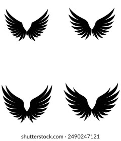   pair set  wings silhouette vector illustration