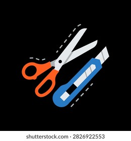 A pair of sharp crafting scissors and a utility knife