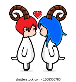 
un par de ovejas enamoradas