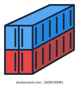 Pair of Shipping Containers vector colored icon or sign